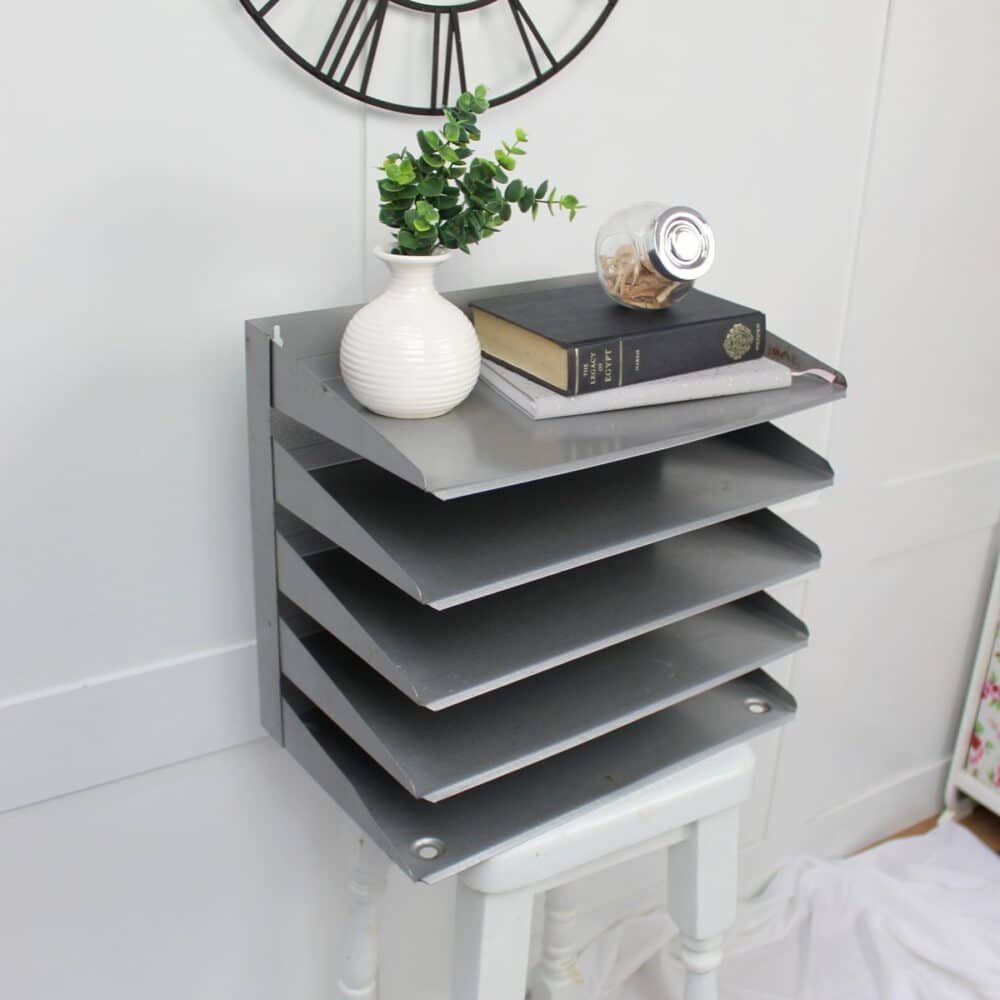 Vintage Metal Filing Tray in Steel Grey.