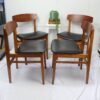 Vintage Beautility Dining Chairs. Teak Veneer & Curved back