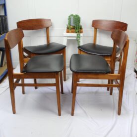 Vintage Beautility Dining Chairs. Teak Veneer & Curved back
