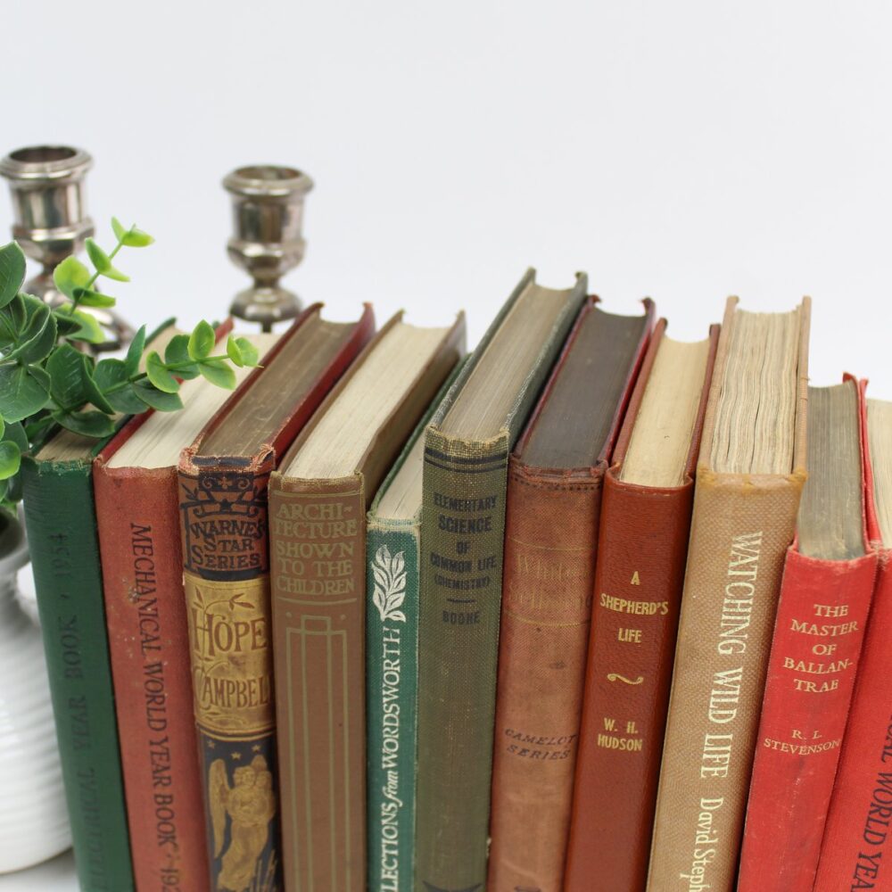 Red, Green & Brown Books for Decor