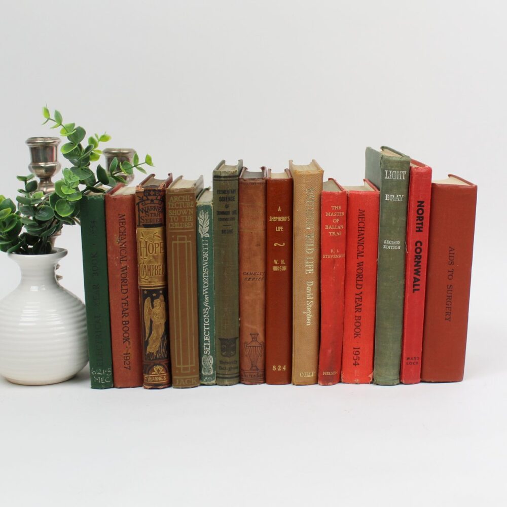 Red, Green & Brown Books for Decor