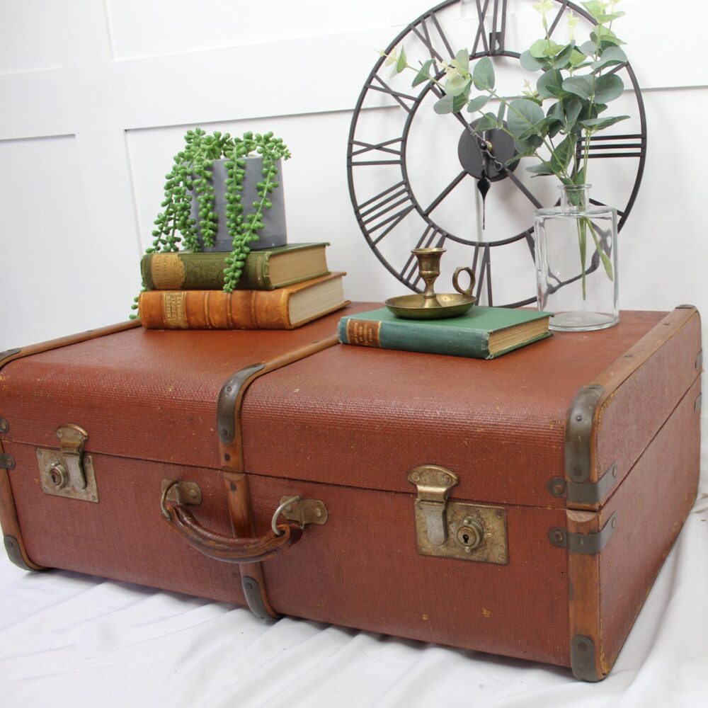 Vintage Steamer Trunk with Wooden Banding. - Image 2