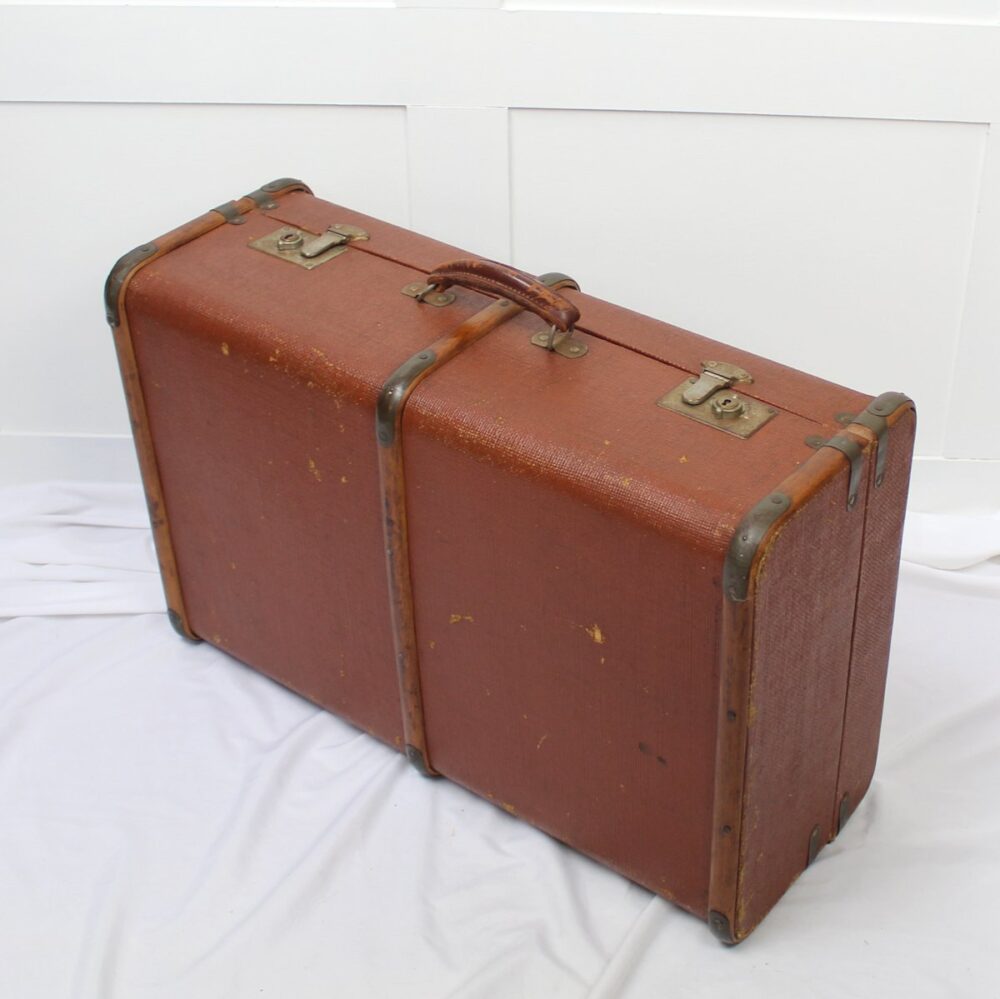 Vintage Steamer Trunk with Wooden Banding. - Image 3