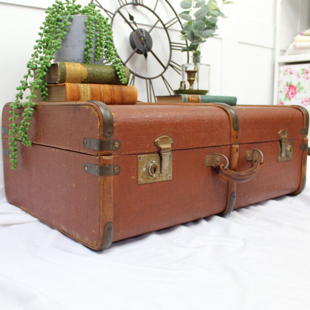 Vintage Steamer Trunk with Wooden Banding.