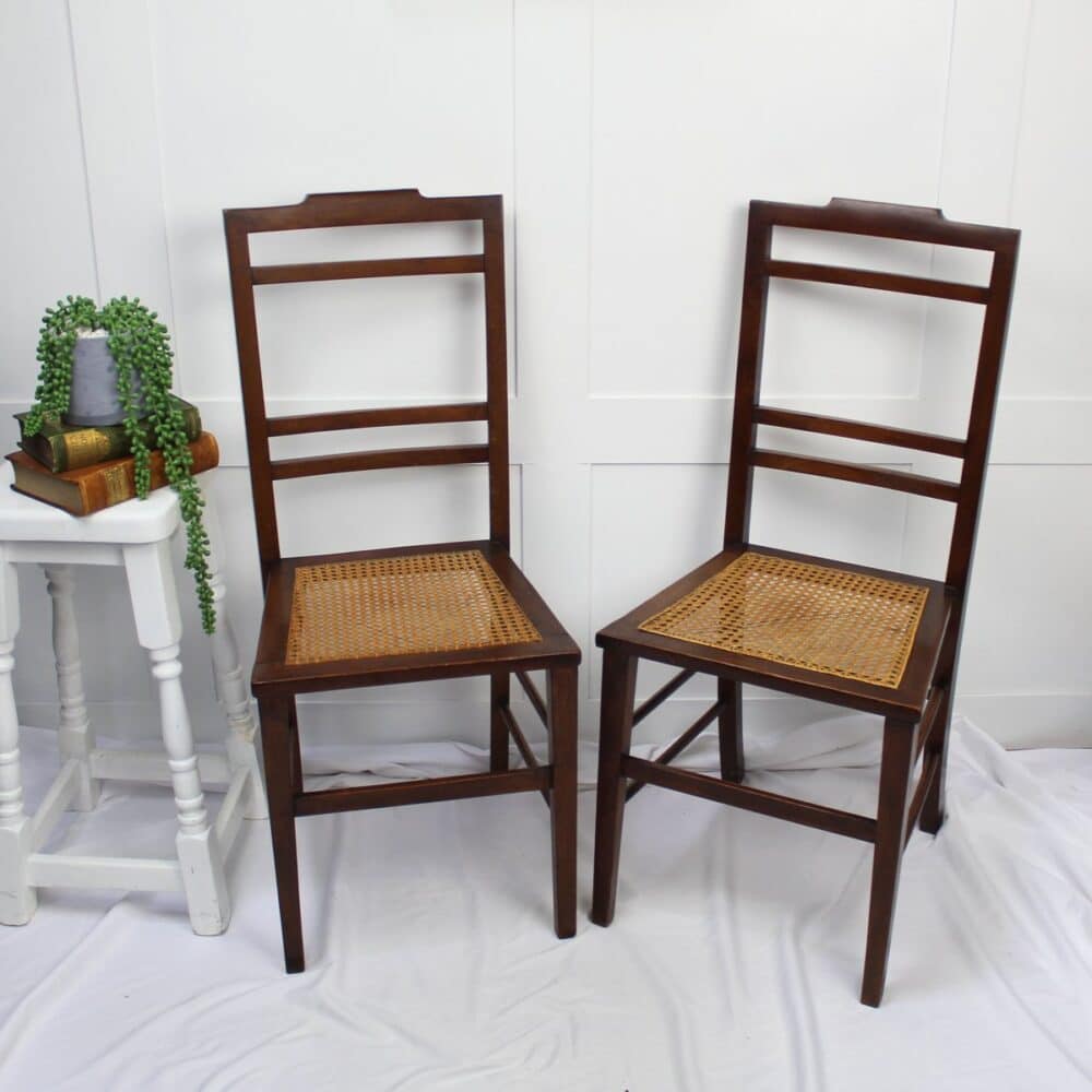 Original Edwardian Chairs with Cane Seat.