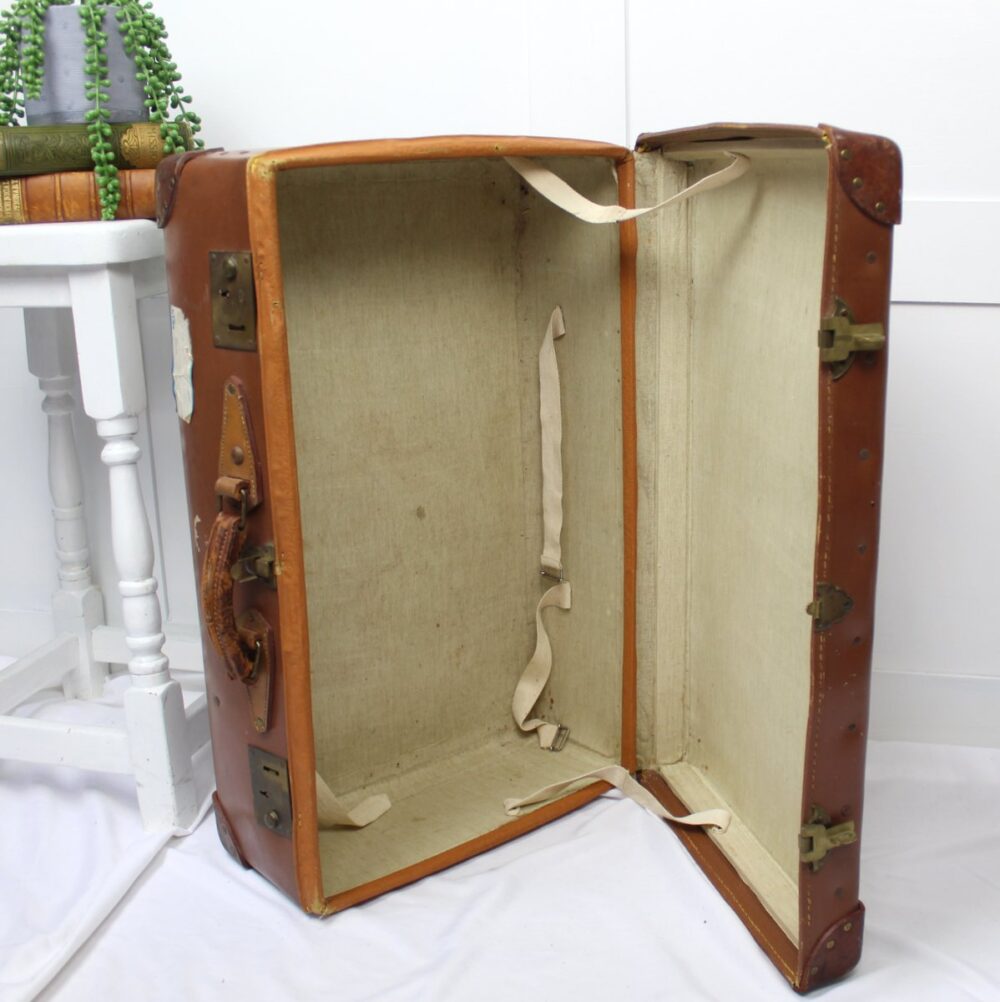 Antique Gentleman's Suitcase - Leather & Vulcanised Fibre. C1930's - Image 3