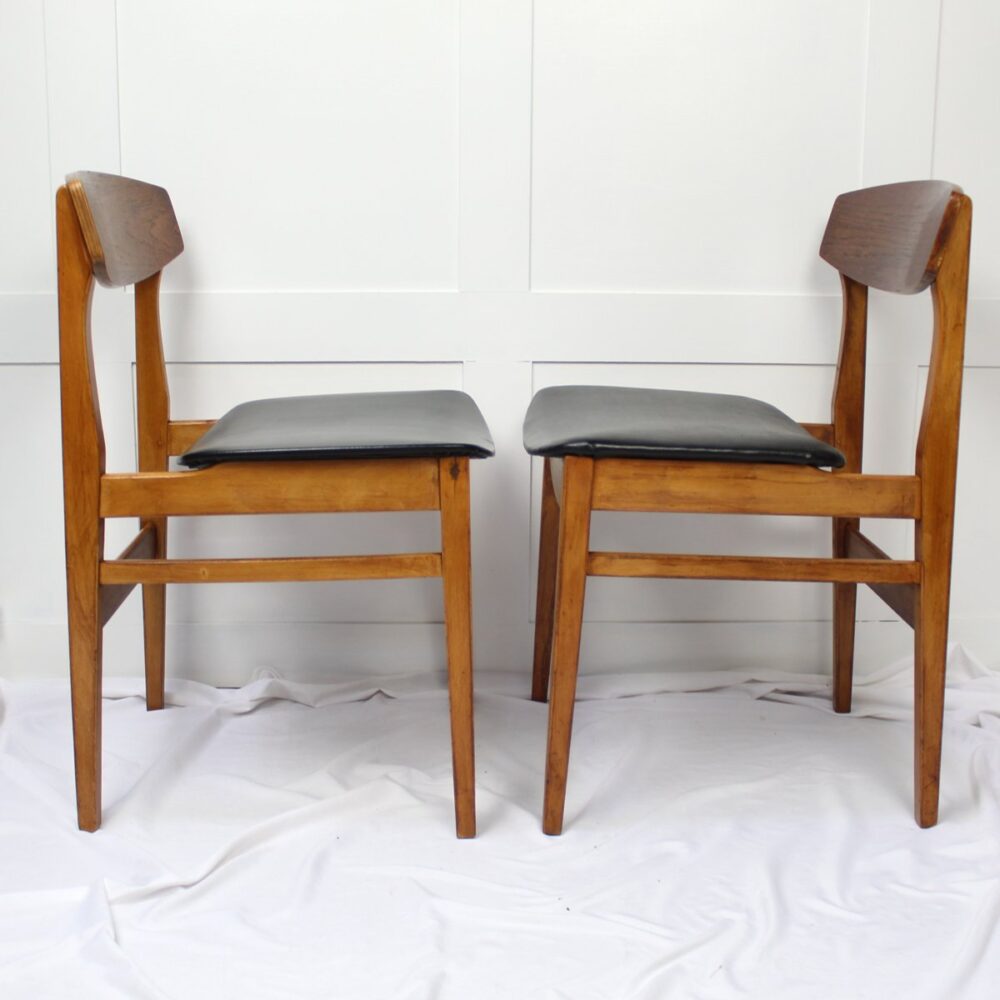Vintage Beautility Dining Chairs. Teak Veneer & Curved back - Image 3