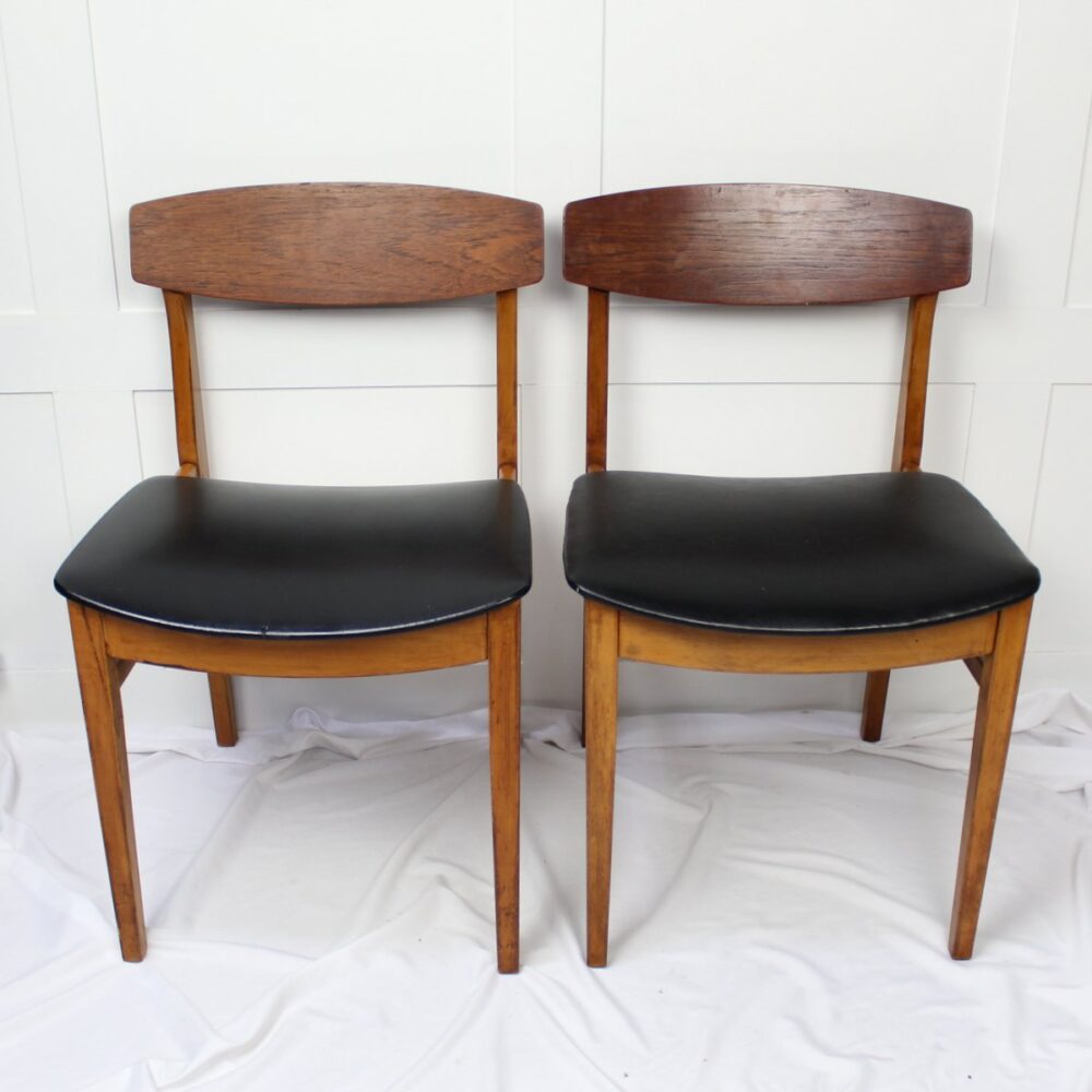 Vintage Beautility Dining Chairs. Teak Veneer & Curved back - Image 4
