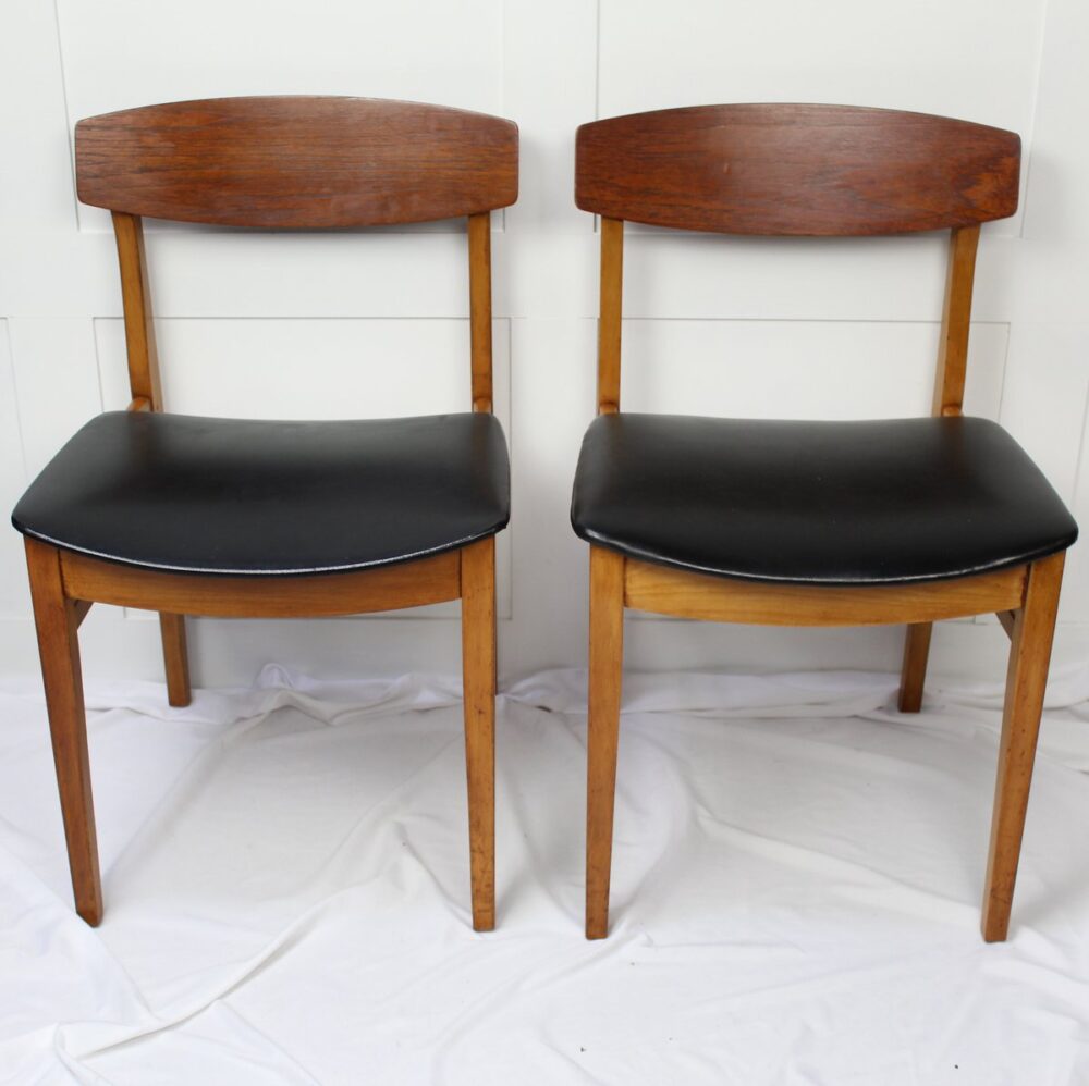 Vintage Beautility Dining Chairs. Teak Veneer & Curved back - Image 5