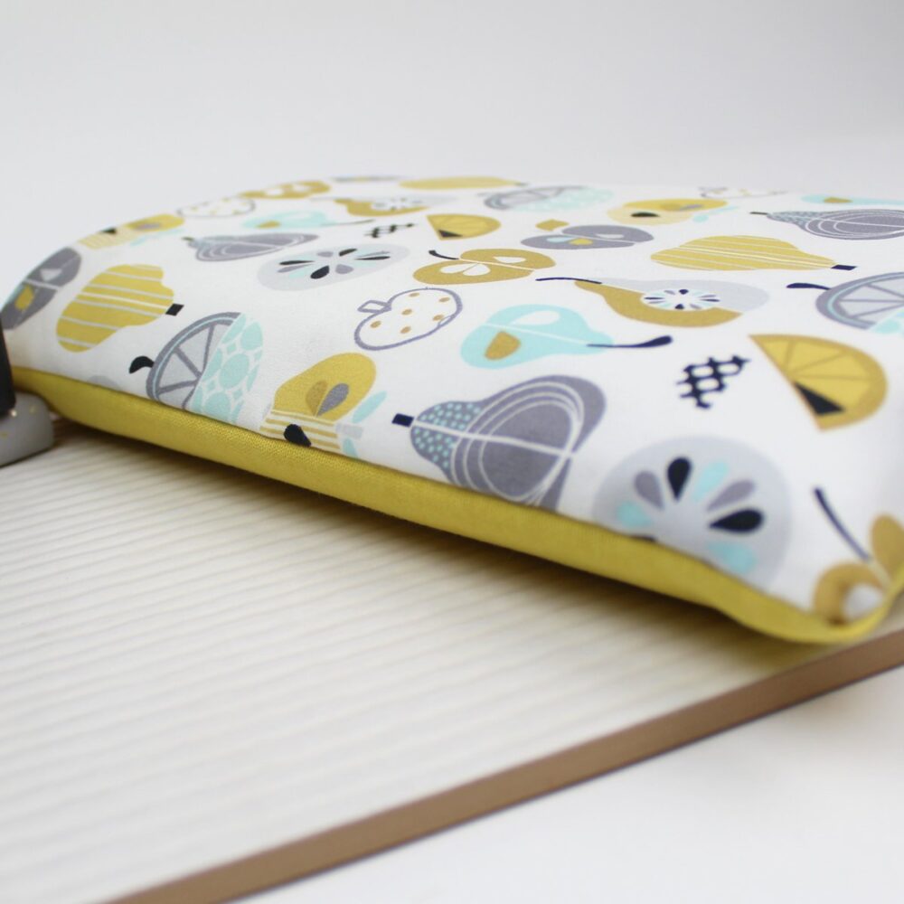 Handmade Book Sleeve in Abstract Fruit Fabric. Fits Large Paperbacks & Small Hardbacks. - Image 2