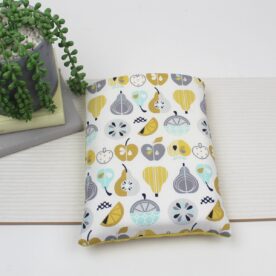 Handmade Book Sleeve in Abstract Fruit Fabric. Fits Large Paperbacks & Small Hardbacks.