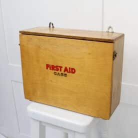 Vintage Wooden First Aid Wall Box.