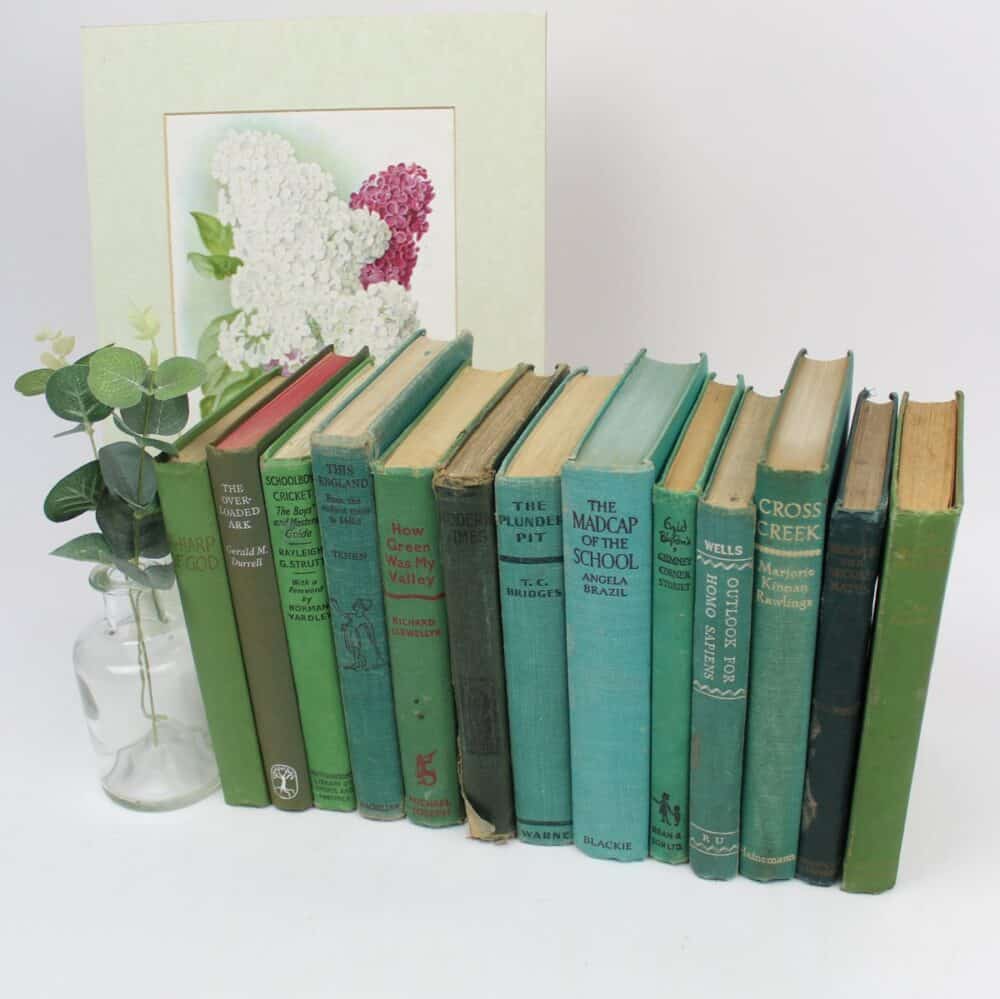 Mixed Green Vintage Books for Decor
