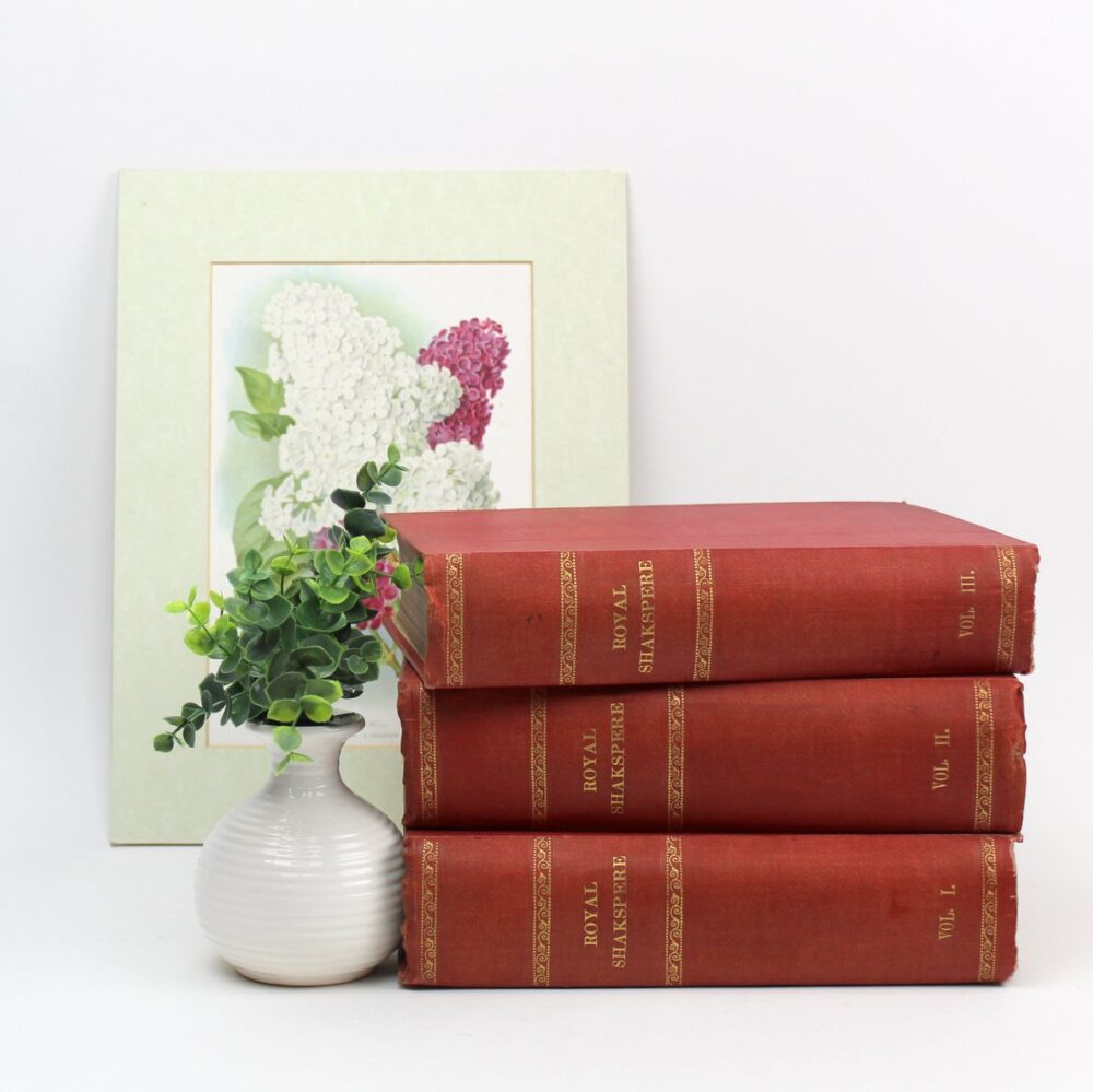 Royal Shakespeare in 3 Volumes. Decorative Antique Books