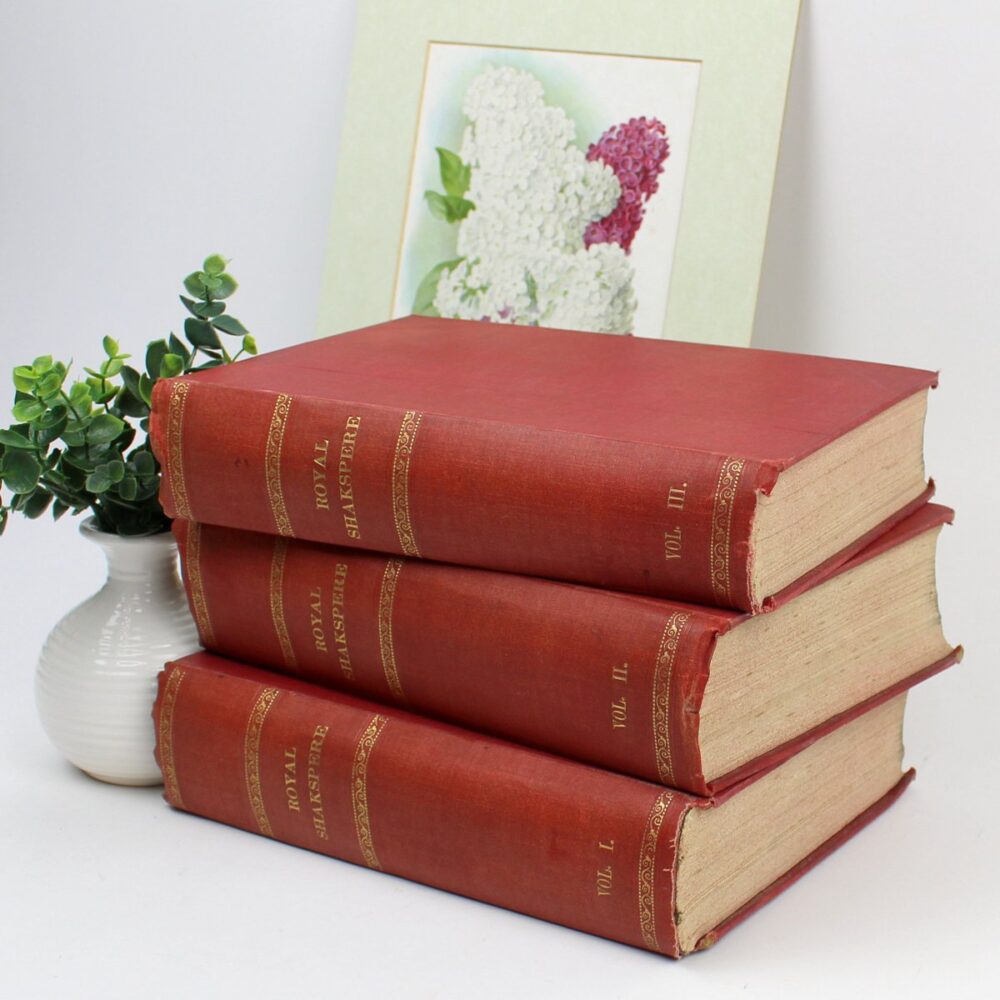 Royal Shakespeare in 3 Volumes. Decorative Antique Books